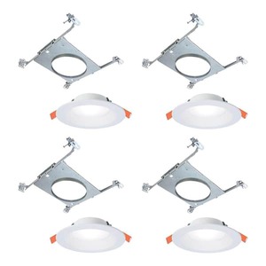 lot 158 image: HALO 6 in. RLDM Regressed Canless Downlight with Mounting Frame (4-Pack)