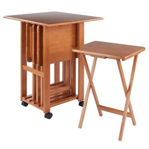 lot 163 image: WINSOME WOOD Sophia 28 in. Teak 5-Piece Snack Table Set