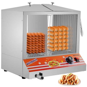 lot 170 image: VEVOR Hot Dog Steamer 32.69 Qt. Top Load Hut Steamer Electric Bun Warmer Cooker with Acrylic Windows Partition Plate