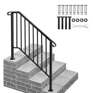 lot 183 image: Karl home Transitional Handrail Stair Railing Fits 3-Step Iron Rail Kit