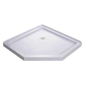 lot 187 image: DreamLine SlimLine 36 in. x 36 in. Neo-Angle Shower Pan Base in White 1.1k