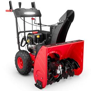 lot 221 image: 24  Two Stage Gas Snow Blower w Electric Start, heated handles LED lights