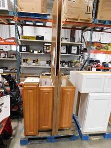 lot 203 image: lot of 4 Hampton Bay Cabinet in Medium Oak