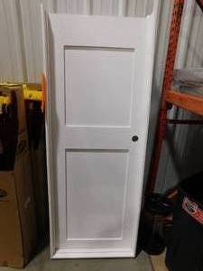 lot 211 image: Lot of 3--Krosswood Doors 30 in. x 80 in. Craftsman Shaker Primed MDF 2-Panel Right-Hand Solid CoreWood Single Prehung Interior Door