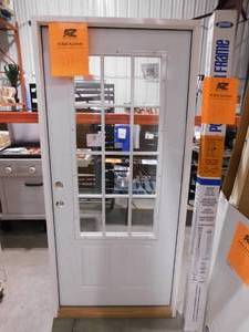 lot 212 image: JELD-WEN 36 in. x 80 in. 12 Lite Primed Steel Prehung Right-Hand Outswing Front Door