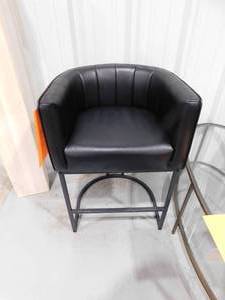 lot 228 image: LUE BONA BlackFaux leather 26.4-Inches H Counter height Square seat Upholstered Metal Bar Stool Arms Back