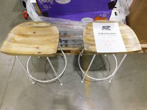 lot 233 image: Diya 24.5 in. NaturalWhite Stationary Counter Stool (Set of 2)