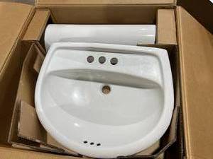 lot 442 image: White Pedestal Sink