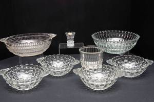 lot 127 image: 8 Pieces of Intricate Glassware, Including a Lead Crystal Toothpick Holder