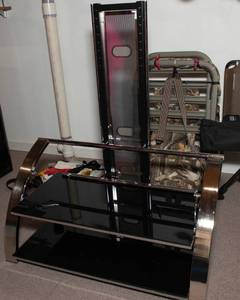 lot 221 image: Z-Line Design TV Stand with Glass Shelves