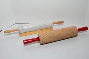 lot 163 image: Two Rolling Pins - Marble and Textured