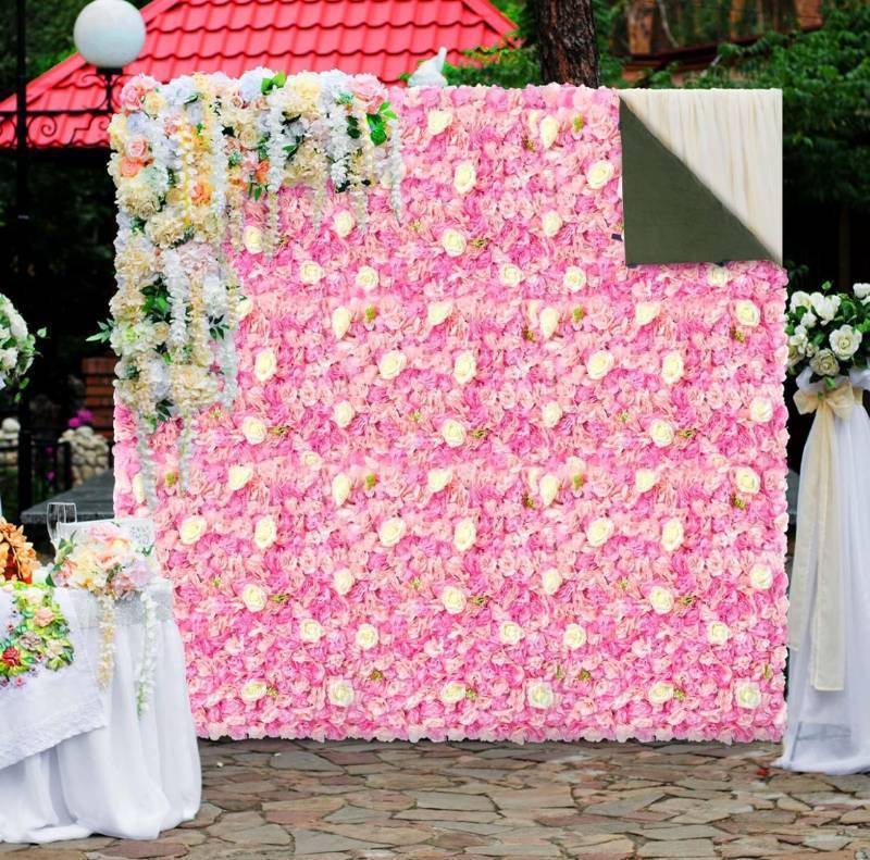 lot 54 image: Tigeen Flower Wall Panels 1pcs 3.3ft x 3.3ft 3D Silk Rose Floral Wall $93.99 Retail N