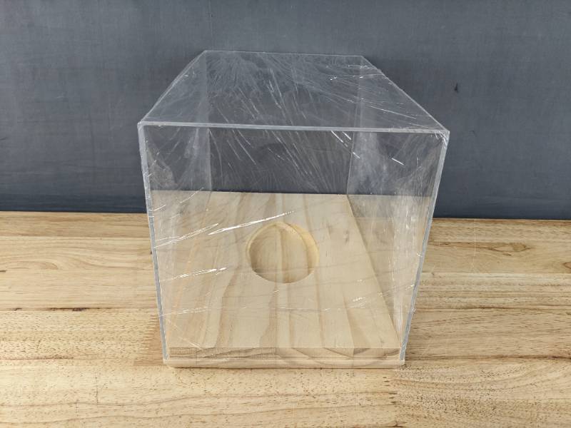 lot 43B image: Brand New Acrylic Football Display Case with Wood Bottom B