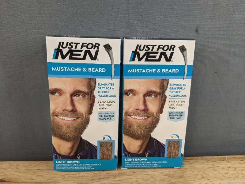 lot 60G image: 2 Brand New Just For Men Light Brown Mustache & Beard Kits $24 Retail L