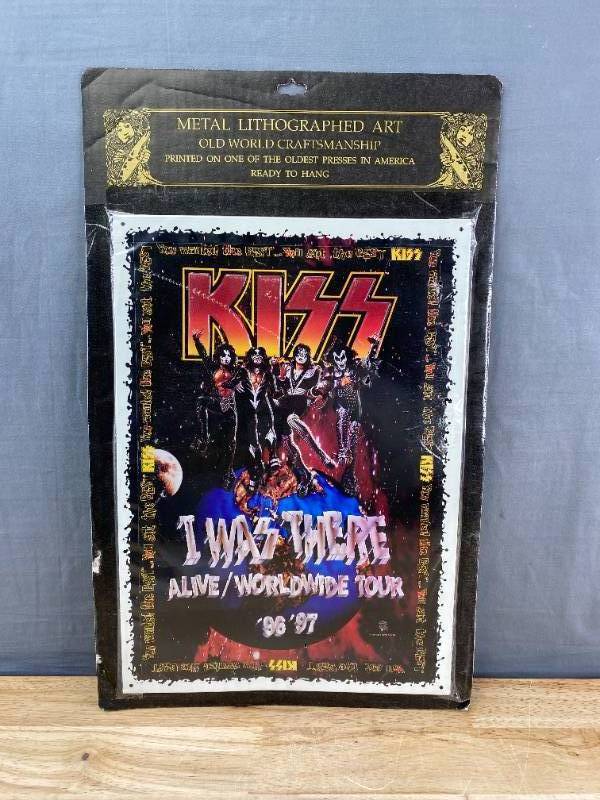 lot 207 image: 12 x 17 KISS Metal Lithograph Art Poster I Was There AliveWorldwide Tour 96 97 K