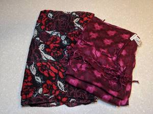 lot 409 image: Two New Scarves Curations and Isaacmizrahi Live Flowered Pinks One Size P