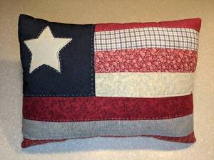 lot 411 image: American Flag Throw Pillow Stars And Stripes Checkered Flowered Plaid P