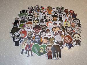 lot 412 image: 50 Total Brand New Scary Cartoon Stickers Jason Freddy Kruger Hell Raiser Chucky P