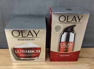 lot 52 image: Brand New Olay Regenerist Ultra Rich Face Moisturizer and Olay Regenerist Micro-Sculpting Serum Face Moisturizer $57.42 Retail I
