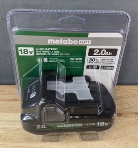 lot 34 image: Brand New Metabo HPT 18 Volt 2.0 Ah Lithium Ion Battery with Fuel Gauge $59.00 Retail N