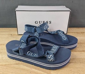 lot 51D image: Guess Avin Wedge Sandal Womens Size 9.5 Shoes Blue N