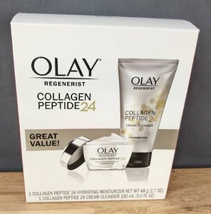 lot 37 image: Brand New 2 Piece Set Olay Regenerist Collagen Peptide 24 Hydrating Moisturizer 1.7oz 48g and Cream Cleanser 5oz  150ml $29.94 Retail I