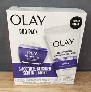 lot 20 image: Brand New Olay Face Moisturizer Retinol 24 Night Cream and Olay Regenerist Retinol 24 Face Cleanser Duo Pack $29.94 Retail I