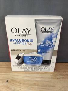 lot 14A image: Brand New Olay Skin Care Regenerist Hyaluronic  Peptide 24 Duo Pack, Soothes Dryness, Skin Care Gift Set, 51.7 oz $29.94 Retail I