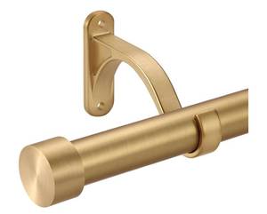 lot 141 image: New 1-Inch Diameter Curtain Rod, Adjustable Rod Set with Premium Aluminum Brackets and Finials, Single Heavy-Duty Curtain Rods for Windows (Brushed Gold, 72-144) B