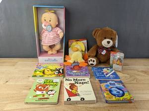 lot 244 image: Assorted New Toys and Board Books - Baby Stella Doll, Bright Start Teether Pals, Mega Construx Wellie Wishers American Girl Figurine, and more B