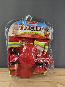 lot 240 image: Brand New Melissa and Doug Fire Chief Role Play Set $35 Retail B