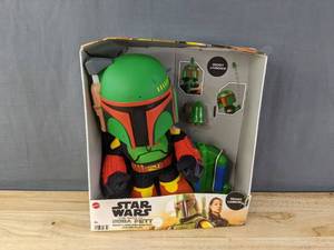 lot 54F image: Brand New Mattel Star Wars Plush 12-inch Boba Fett Rocket Launching Toy B