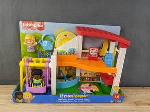 lot 69G image: Brand New Fisher-Price Little People Toddler Playset Play for All School with 2 Figures & 2 Accessories B