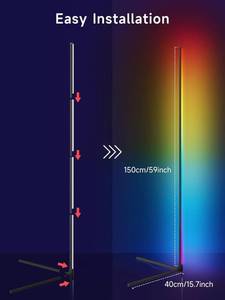 lot 231 image: New Tyute RGB LED Corner Floor Lamp Color Changing Remote Controlled Game Room, Bedroom or Living Room Lamp B