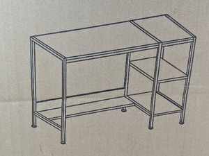 lot 239B image: New Computer Desk with Storage Shelves Rustic Brown B