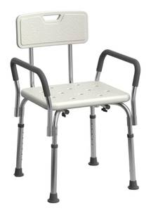 lot 233A image: Brand New Medline Heavy Duty Shower Chair Seat with Padded Armrests and Back with 350 lb. Capacity B