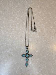 lot 438 image: New Bohemian Cross Necklace Turquoise P