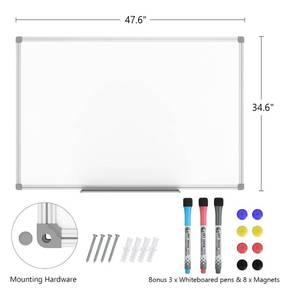lot 241A image: Brand New Lockways Magnetic White Board Dry Erase Board 48 x 36 Inch B