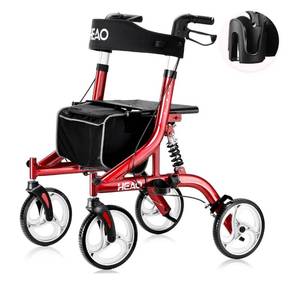 lot 125G image: Brand New HEAO Rollator Walker with Seat for Seniors $159.99 Retail B