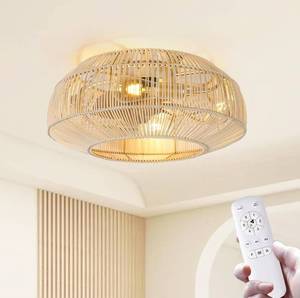 lot 137G image: New Boho Caged Ceiling Fans with Lights and Remote Control $89.99 Retail B