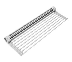lot 626 image: New Set of 2 Surpahs Over Sink Foldable Multipurpose Roll-Up Dish Drying Rack, Warm Gray, Large 20.5 x 13.1 and Medium 17.5x13.1 B