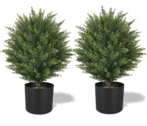 lot 101F image: Brand New ECOLVANT Two 21 Artificial Topiary Ball Trees Potted Faux Bushes $94.98 Retail B