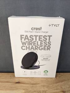 lot 78G image: Brand New Tylt Crest 15W Wireless Pad  Stand Charger - Black N