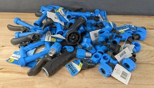 lot 176F image: Brand New Resellers Paradise 13 Female Hose Menders, 8 2-Way Splitters, 8 Metal Trigger Nozzles, 4 Plastic Trigger Nozzles, 2 8-Pattern Hose Nozzles and 2 Thumb Control Spray Nozzles N