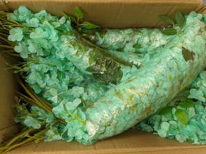 lot 640 image: 108 Pack 43.2 in 3.6 ft Artificial Fake Wisteria Hanging Flowers, Turquoise B