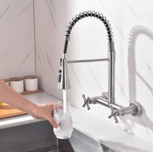 lot 636 image: Brand New Hosilova Wall Mount Kitchen Sink Faucet with Pull Out Sprayer $93.99 Retail B