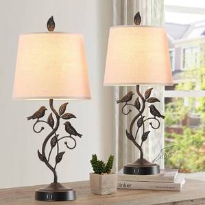 lot 645 image: New Set of 2 Touch Living Room Table Lamps with 2 USB Ports B