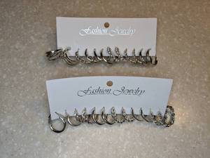 lot 447 image: New 12 Pair Of Hoop Pierced Earrings Silvery P