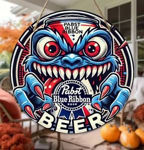 lot 22B image: Brand New Pabst Blue Ribbon Beer Wooden PBR Sign N