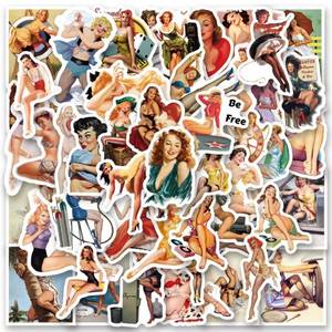 lot 85B image: 50 Brand New Retro Female Model Stickers N